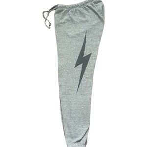 Aviator Nation Heather Gray Joggers with Charcoal Lightning Bolt